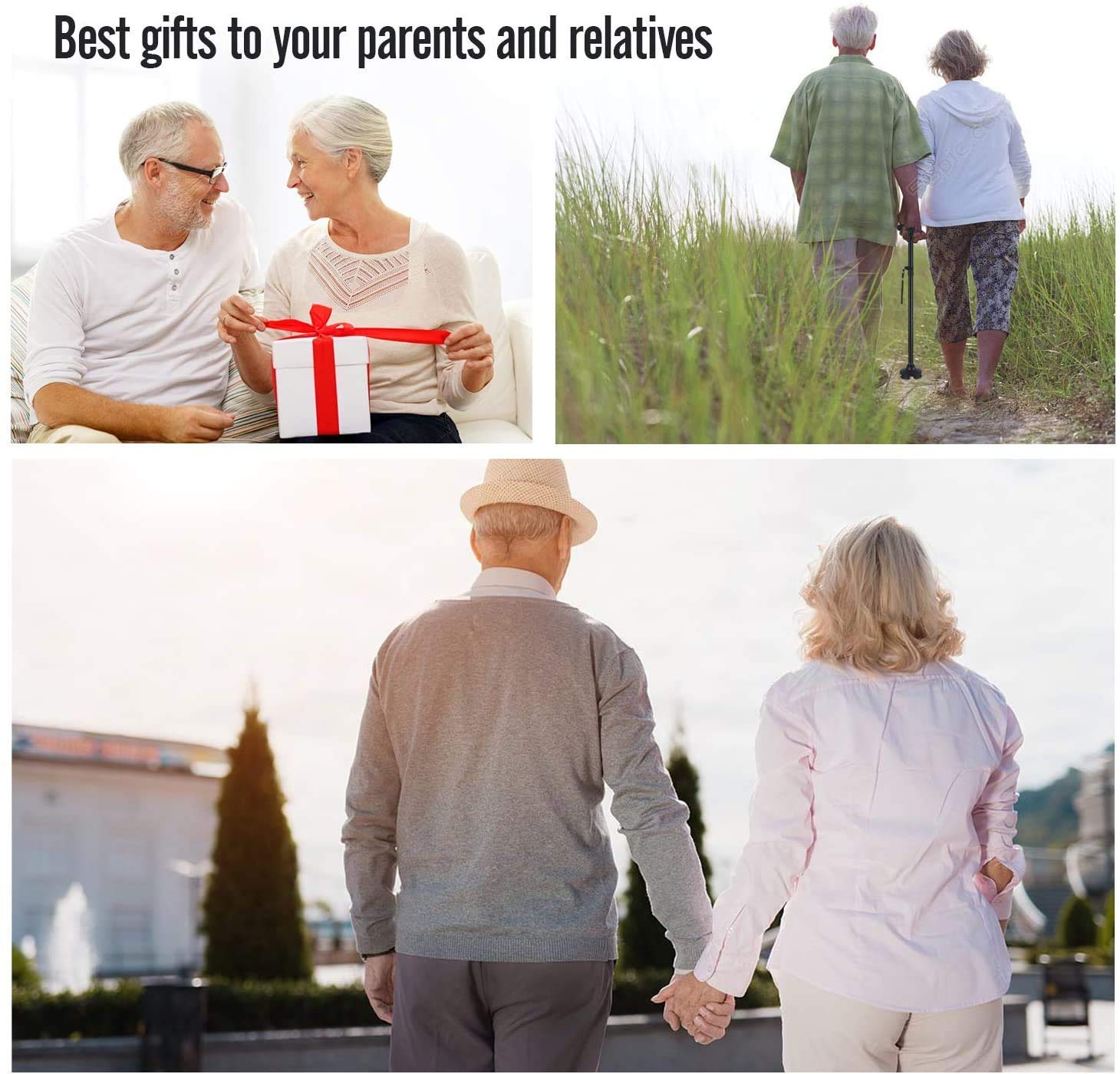 UCRAVO Freedom Edition Foldable Walking Cane with LED Light, Adjustable Height, Quad Cane Tip, Lightweight, Portable, Self Standing Walking Stick for Men & Women