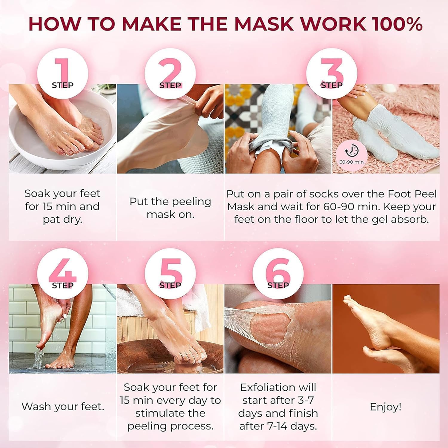 UCRAVO Foot Peeling Mask Purple for Dead Skin Removal, Exfoliating Foot Peel Mask Socks for Cracked Heels, Callus Remover, Hard Skin Repair, Baby Soft Smooth Feet Spa Treatment for Men & Women (1Pair)