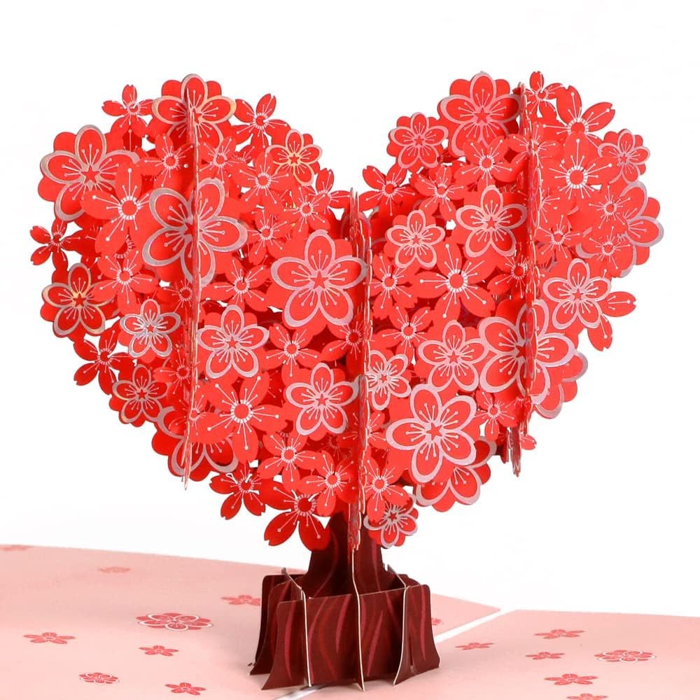 UCRAVO Valentine’s Day Pop Up Greeting Card with 3D Heart Tree Design | Romantic Love Card for Wife,Husband,Girlfriend & Boyfriend Invitation Card for Couples,Anniversary,Proposal & Special Occasions