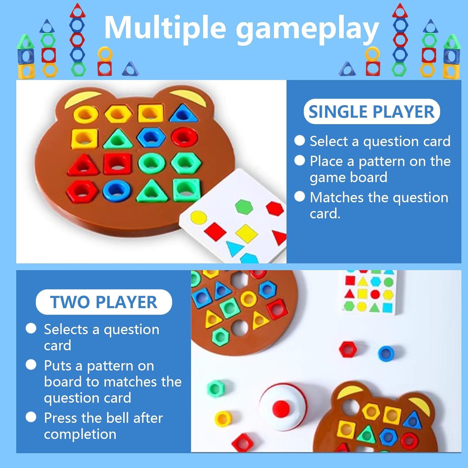 UCRAVO Toys for Children to Learn Shape, Shape Matching Game, Shape Adjustment Game, Colour Sensory Learning Toy, Shape Matching Puzzle Game, Puzzle Game, Montessori Toys Sensory Learning Toy
