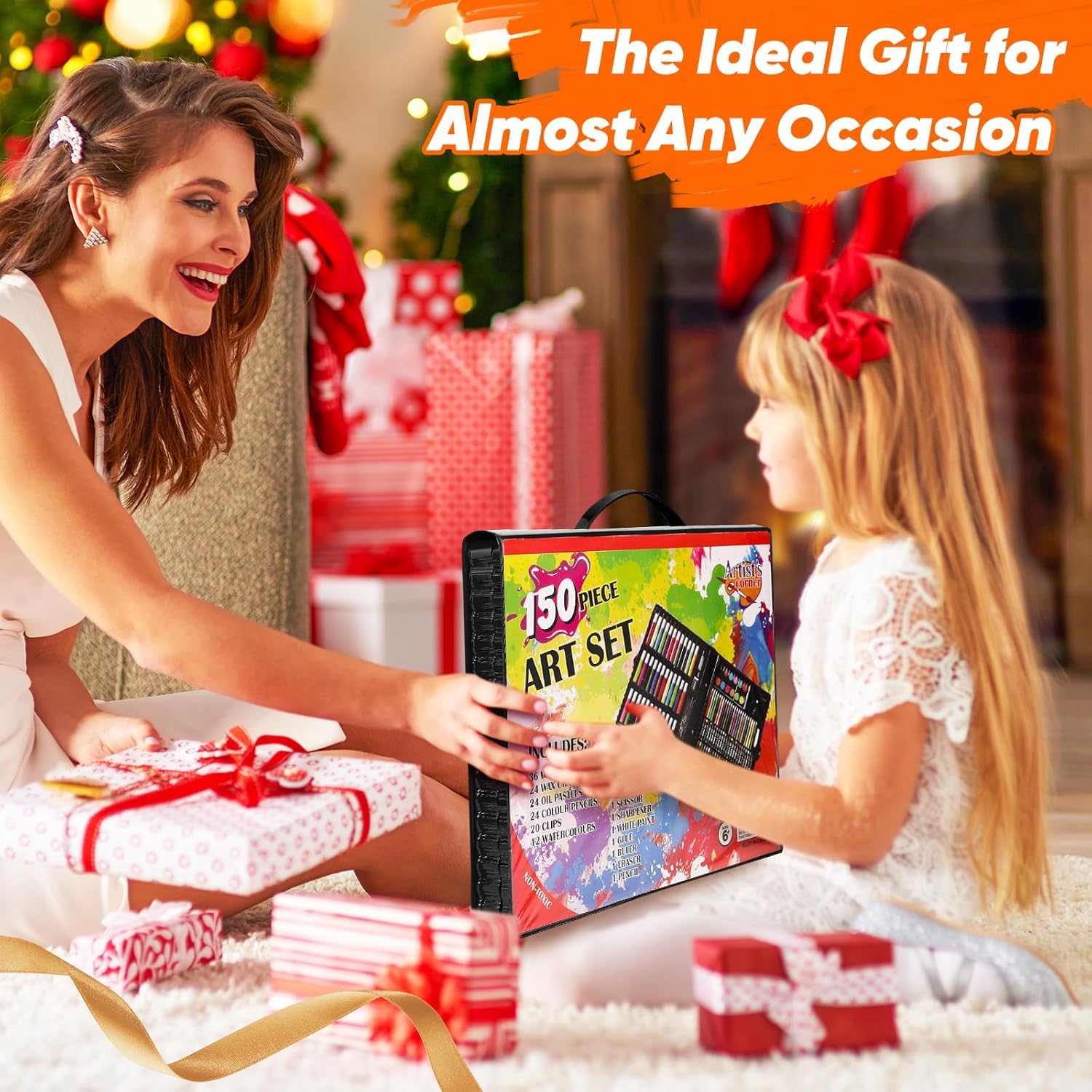 UCRAVO 150 Pieces Art Set for Kids & Adults Complete Drawing & Painting Kit with Colour Pencils,Oil Pastels, Crayons, Sketch Pens, Water Colours & Accessories Portable Art Box for Beginners, Artists