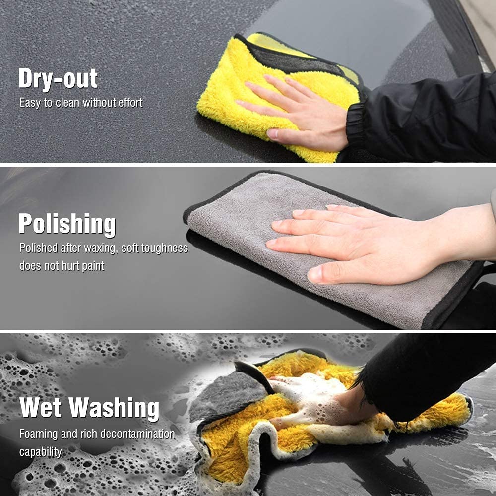 UCRAVO 4 PCS Microfiber Car Duster Kit for Interior & Exterior Cleaning | Scratch & Lint Free Pollen Remover | Extendable Long Handle Duster for Car, Motorcycle & Home | Professional Detailing Tool
