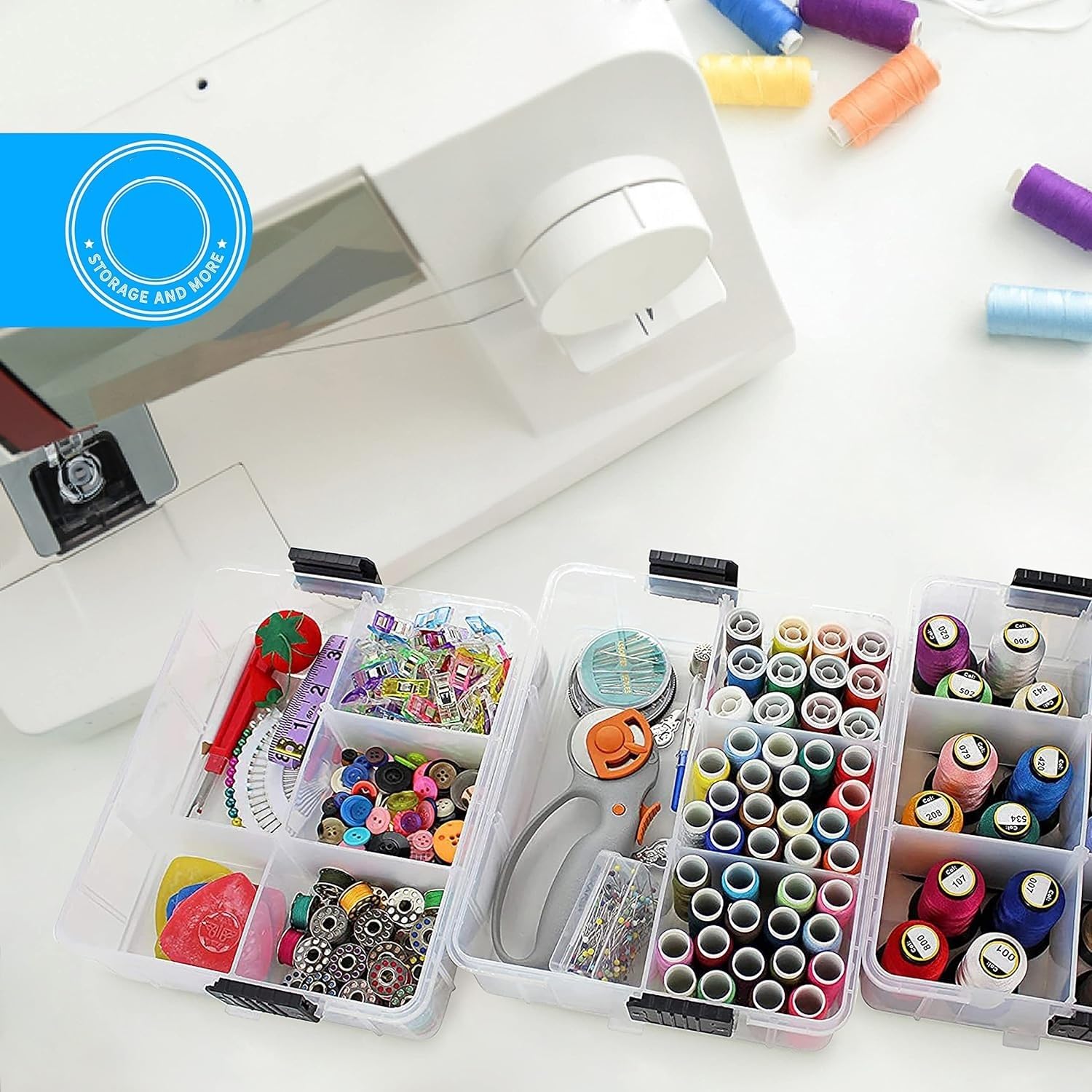 UCRAVO Plastic Clear 3-Tier Stackable Storage Containers With Lids -30 Adjustable Compartments For Craft Organizers And Storage For Jewelry, Beads, Kids Toys, Beauty, Makeup And Sewing Supplies