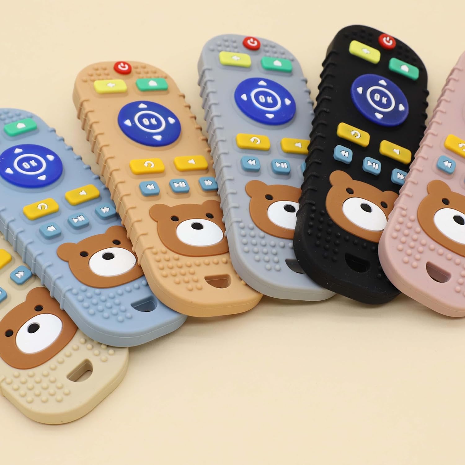 UCRAVO Remote Silicone Baby Teether for Teething Gums for 3+ Months Baby, Helps Biting Skills Development, Colour & Shape Recognition, Food Grade Silicone for Infants, Babies, and Toddlers-Blue