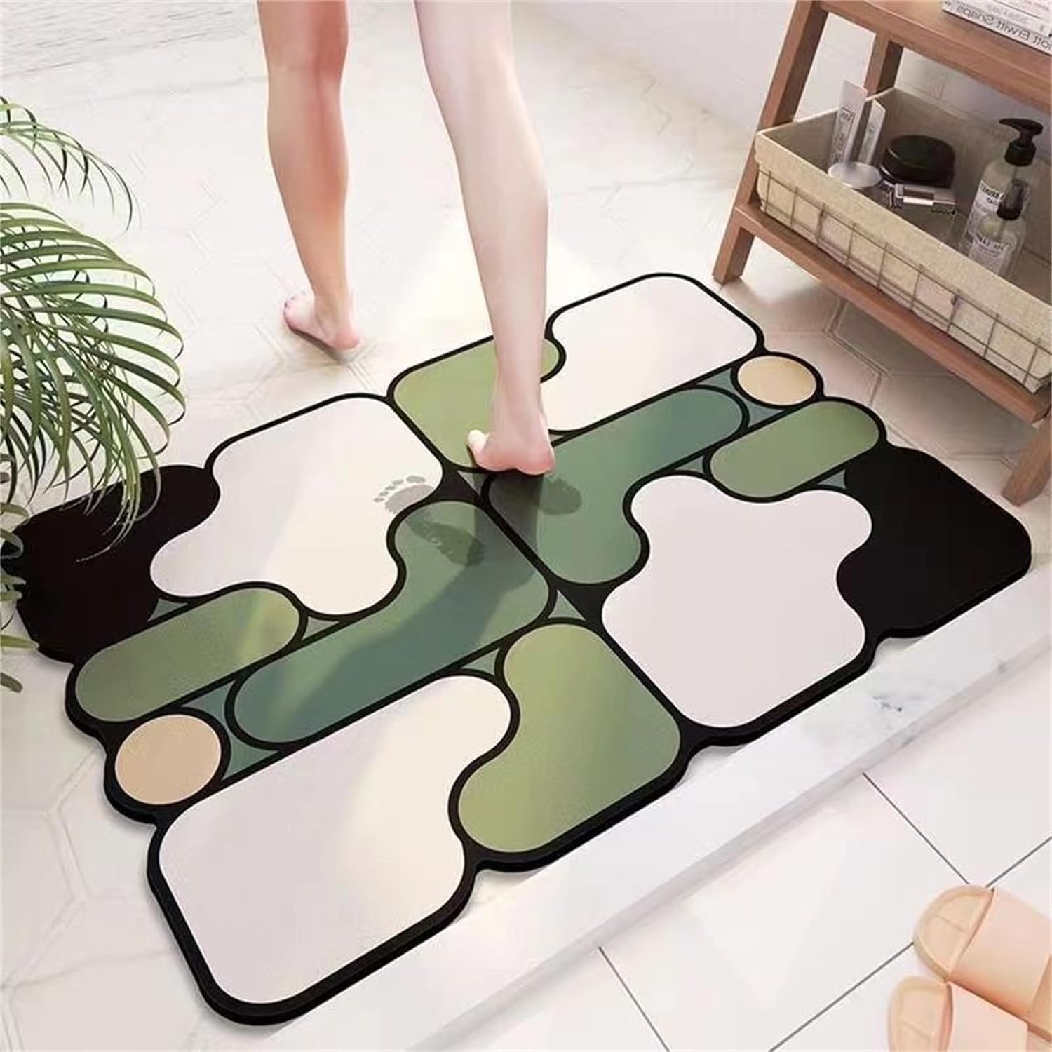 UCRAVO Quick Dry Fit Under Door Anti-slip Puzzle Super Absorbent Foot Mat Toilet Door Mat Bathroom Accessories Set, Easy to Clean Durable Mildewproof Bathroom Soft Clean Rug Foot Mat Suitable for Home