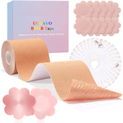 UCRAVO Boob Tape kit - Instant Boob Lift Tape with 10 Reusable Nipple Pasties, 36 Double Sided Fashion Strips for Cloth, Adhesive Bra Push Up Boob Tape for Large Breasts for Women Clothing and Body