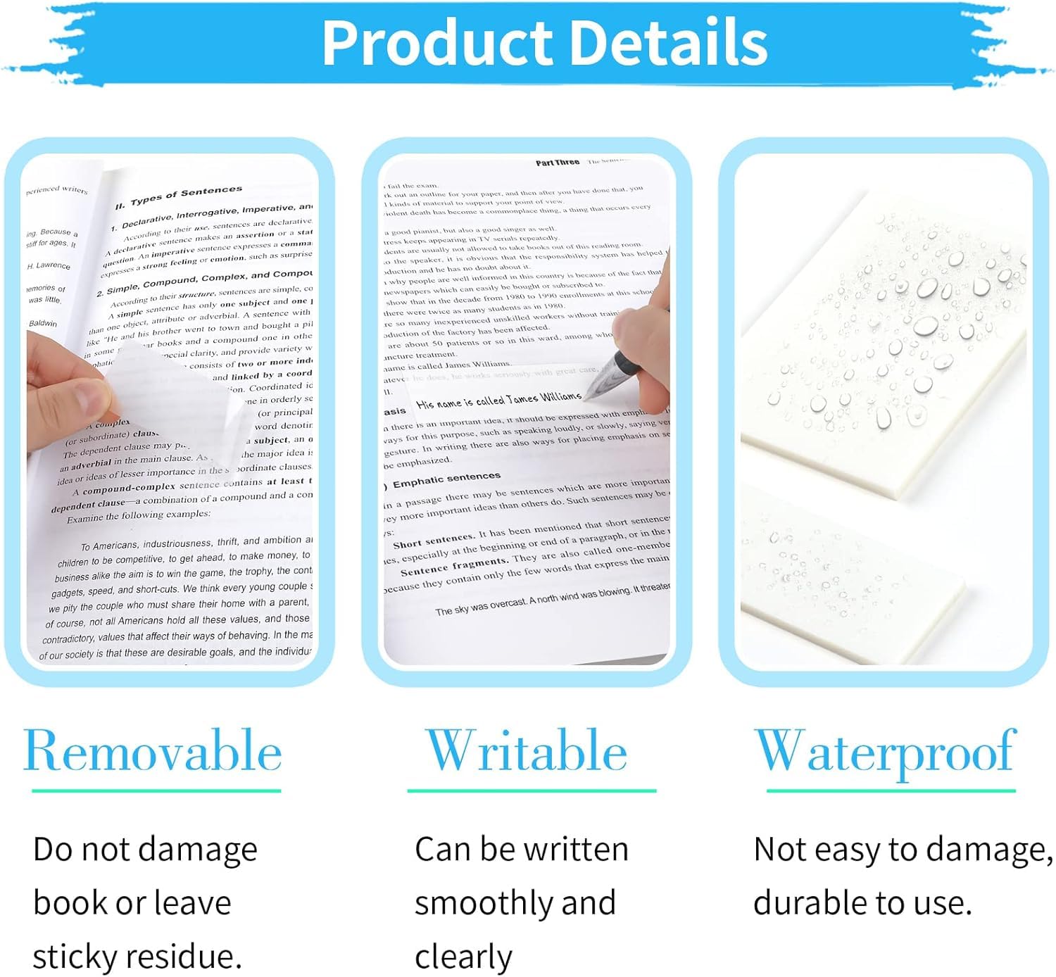 UCRAVO 400 Sheets Transparent Sticky Notes Self Adhesive Clear Sticky Notes for Writing Marking,Annotating Waterproof Reusable Sticky Pads for Office School College Study Planner Journaling Book Tabs