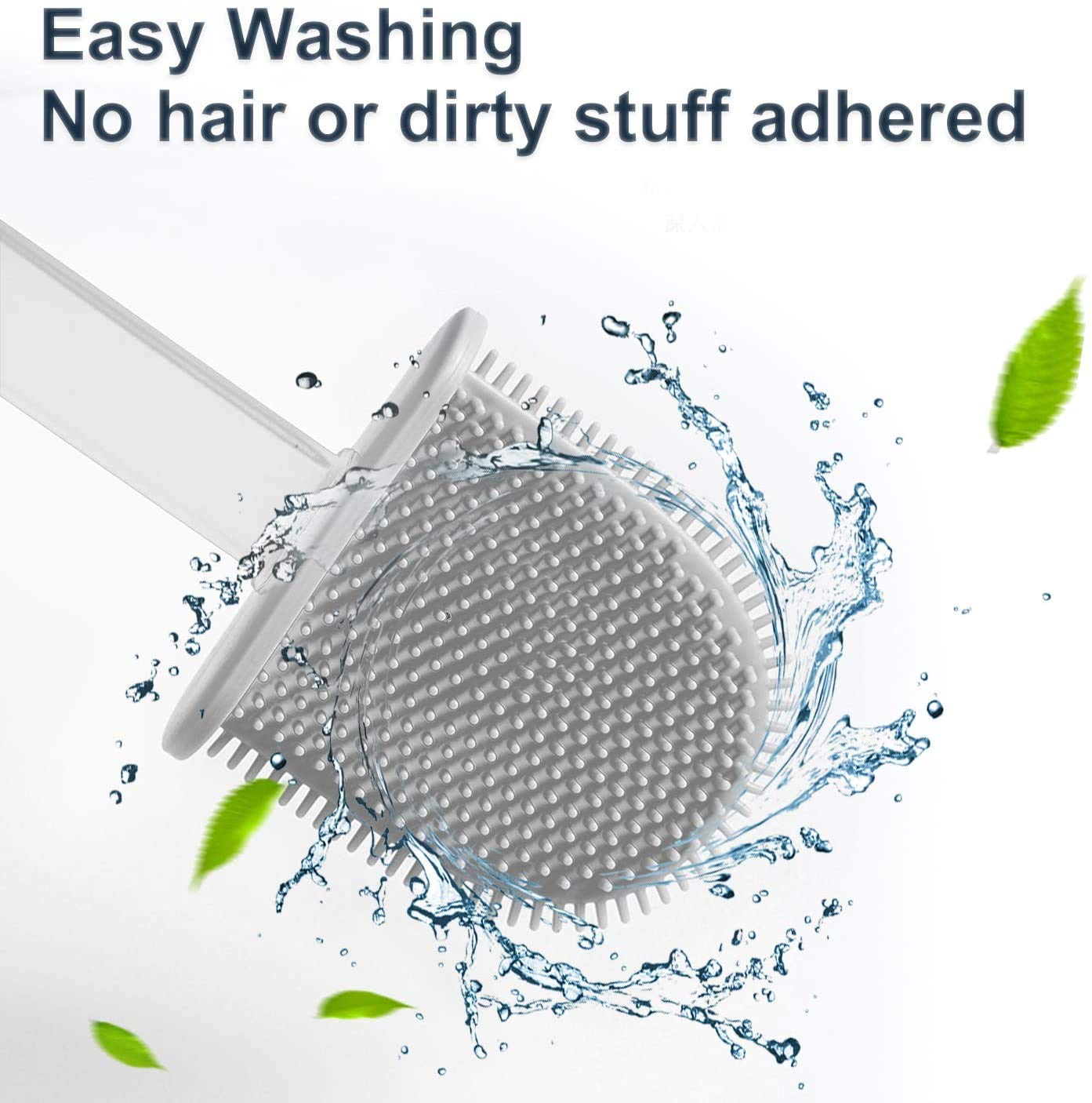 UCRAVO Toilet Brush with Holder, Flexible Toilet Cleaning Bowl Brush Head with Silicone Bristles, Silicone Toilet Brush with Slim Holder Flex Non-Slip Long Handle