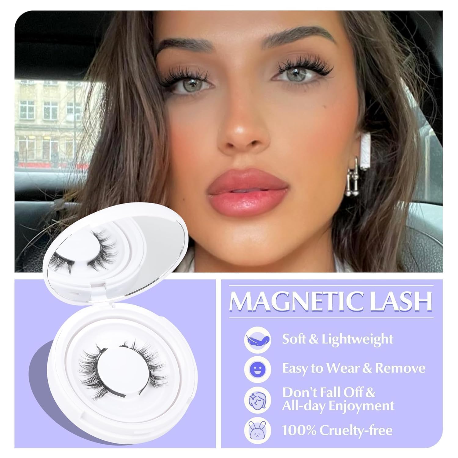 UCRAVO Magnetic Eyelashes for Women Natural Look Reusable Wispy Magnetic Lashes No Glue No Eyeliner Needed – Lightweight Invisible Band False Eyelash Extension Kit for Party Wedding Makeup