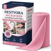 NESTVORA 50 Pack Microfiber Cleaning Cloth Roll | Washable Absorbent Towel for Kitchen | Dust, Stains, Wet and Dry Microfiber Cleaning Cloth | Washable Roll Tear Away for Kitchen & Car