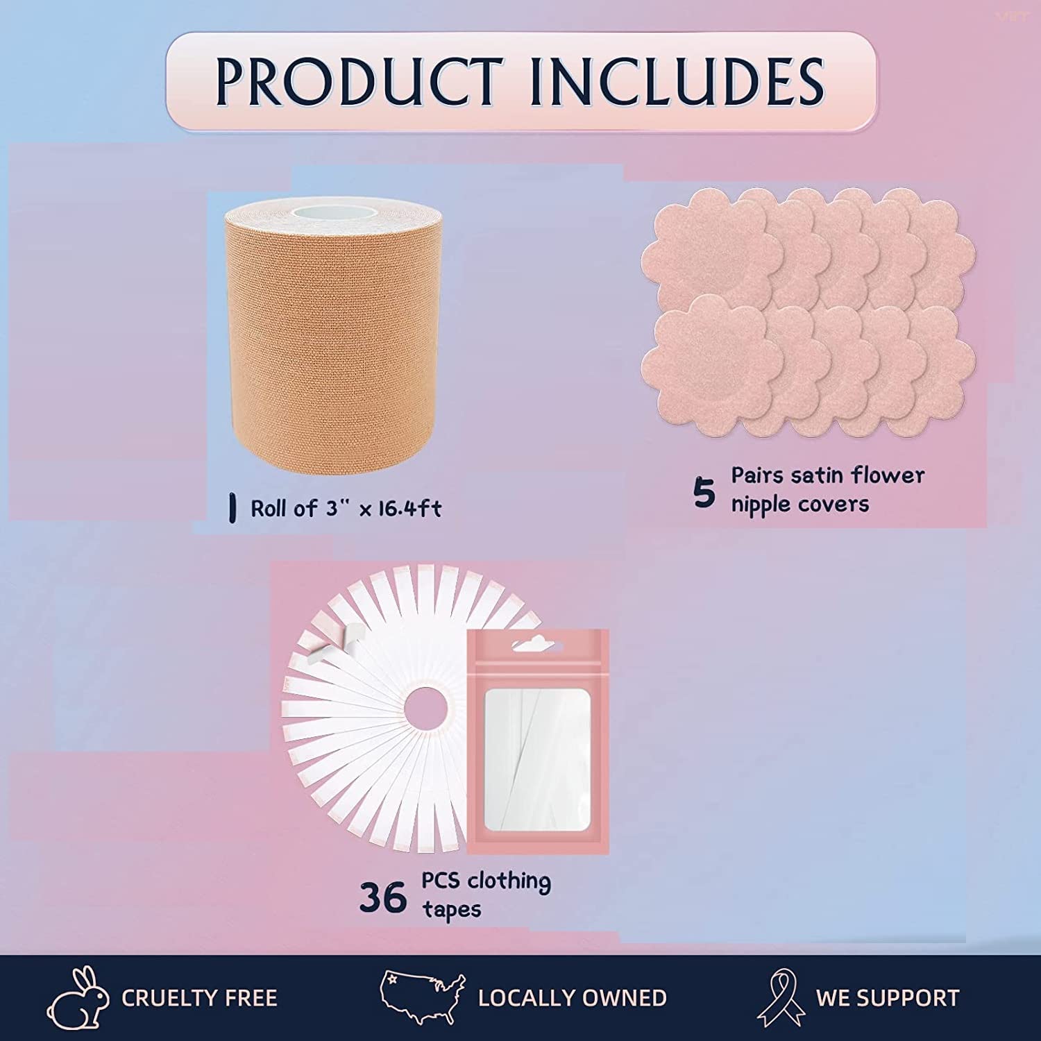 UCRAVO Boob Tape, Body Tape for Women Boobytape for Breast Lift | Brace Lift & Contour of Breasts Sticky Body Tape (36 Febric Tape)