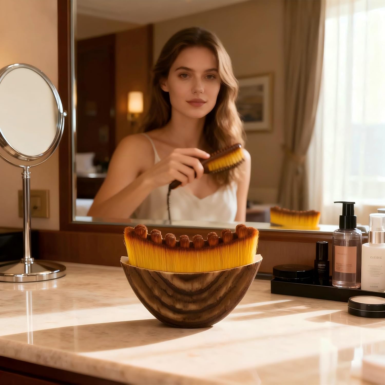 UCRAVO Facial Contour Brush – Professional Face Sculpting Makeup Brush with Dense Curved Bristles, Precision Jawline Cheekbone Contouring Tool for Cream Liquid Powder Foundation, Bronzer & Blush