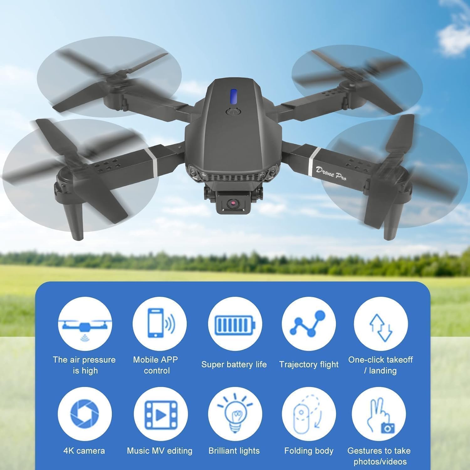 UCRAVO Foldable Drone with Camera for Adults 1080P HD | Mini RC Quadcopter with Auto Return, One Key Take Off & Landing | Altitude Hold, Headless Mode | Portable Drone with Carrying Case