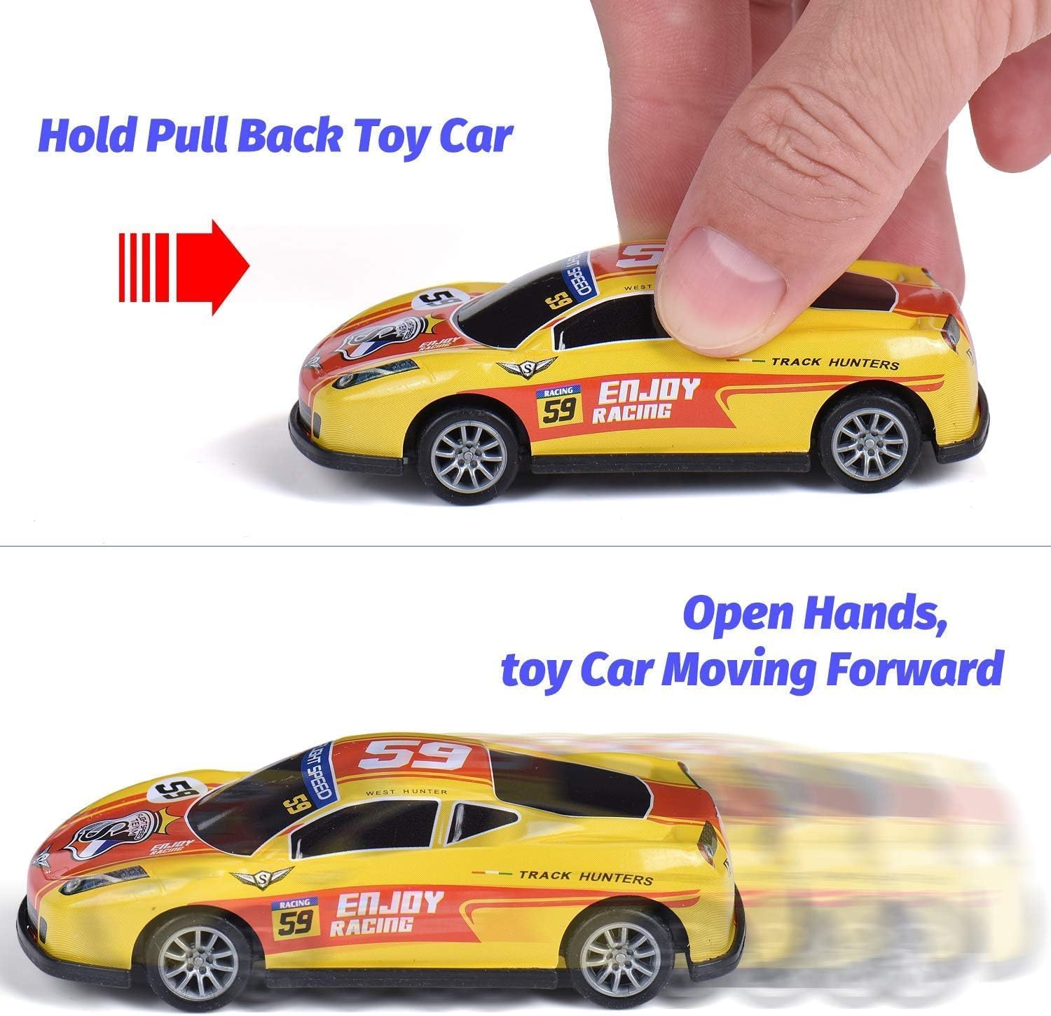 UCRAVO Toy Car Set for Kids (10 PCS) Die-Cast Mini Cars Pack Pull Back Action Vehicles, Racing Cars Toys for Boys & Girls Miniature Car Collection for Gift, Birthday Return Gift, Educational Play Set