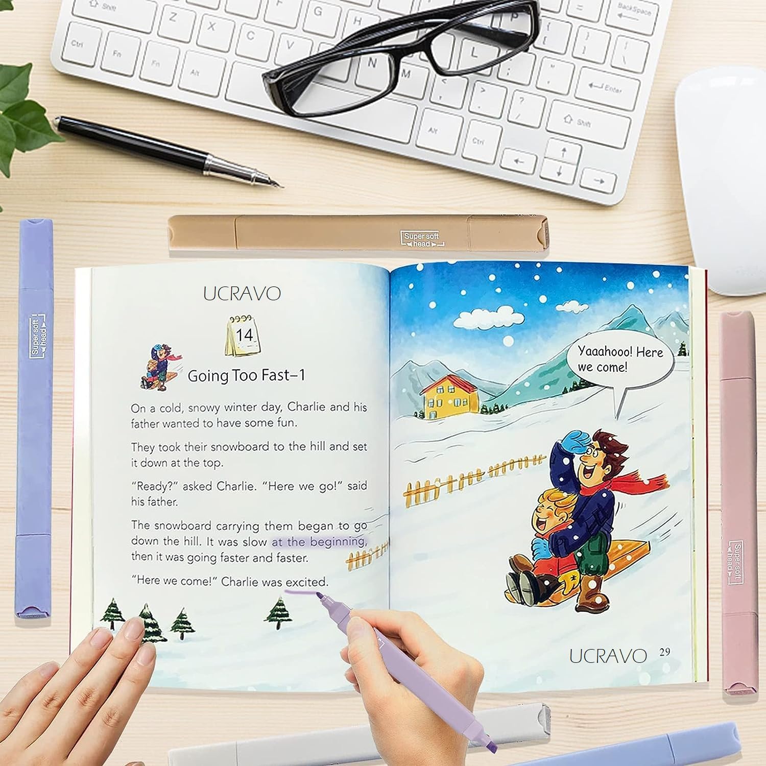 UCRAVO Pastel Highlighters Aesthetic School Supplies, 6Pcs Cute Highlighter with Mild Soft Chisel Tip, No Bleed Marker Pens for Bible Journal Planner Notes Office Arts Stationery…