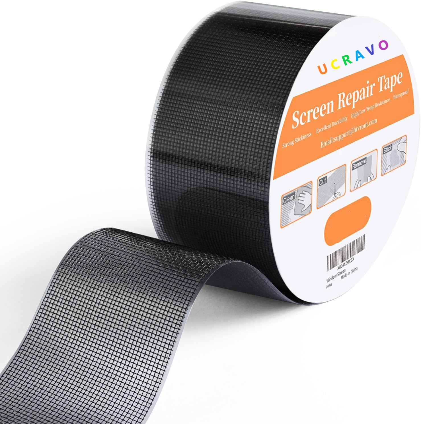 UCRAVO 5cmx200cm Window Screen Repair Tape, Fiberglass Screen Patch Repair Kit Mosquito Net Repair Tape, Self Adhesive Waterproof Mesh Screen for Window Door Screen, Mesh Tears Holes Repair, Black