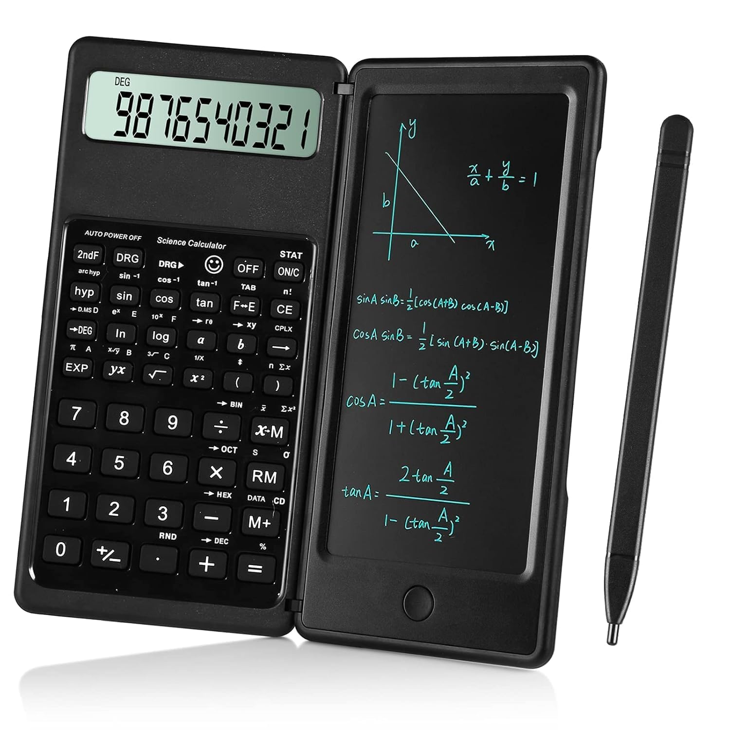 UCRAVO 12-Digit Writing Tablet Calculator for Kids & Office LCD Doodle Pad Calculator Dual-Screen Math with Stylus Desktop with Writing Board for School,Home, Study & Business