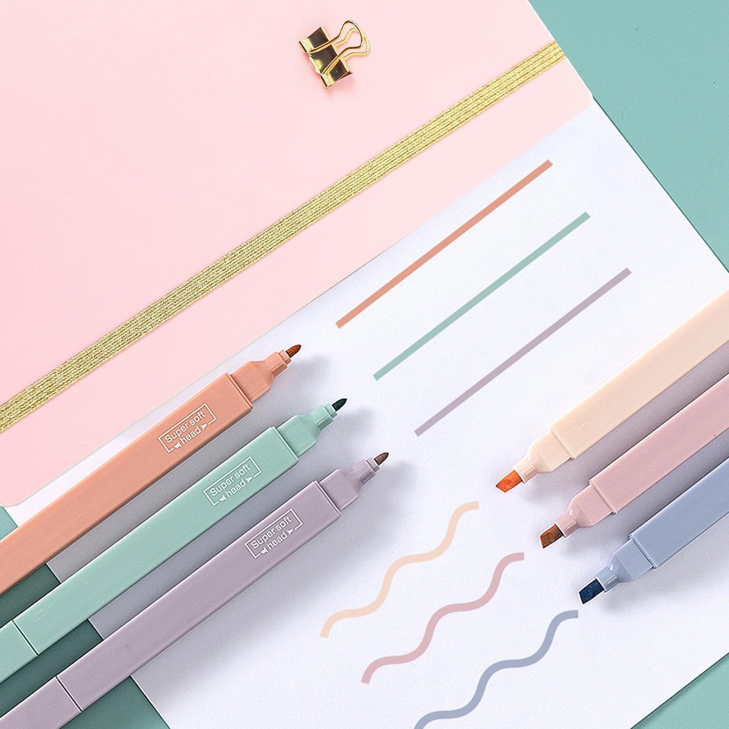 UCRAVO 12Pcs Aesthetic Cute Highlighters Bible Pastel Highlighters and Pens no bleed Highlighters for School Supplies and Office Journal DIY Home, Multicolor