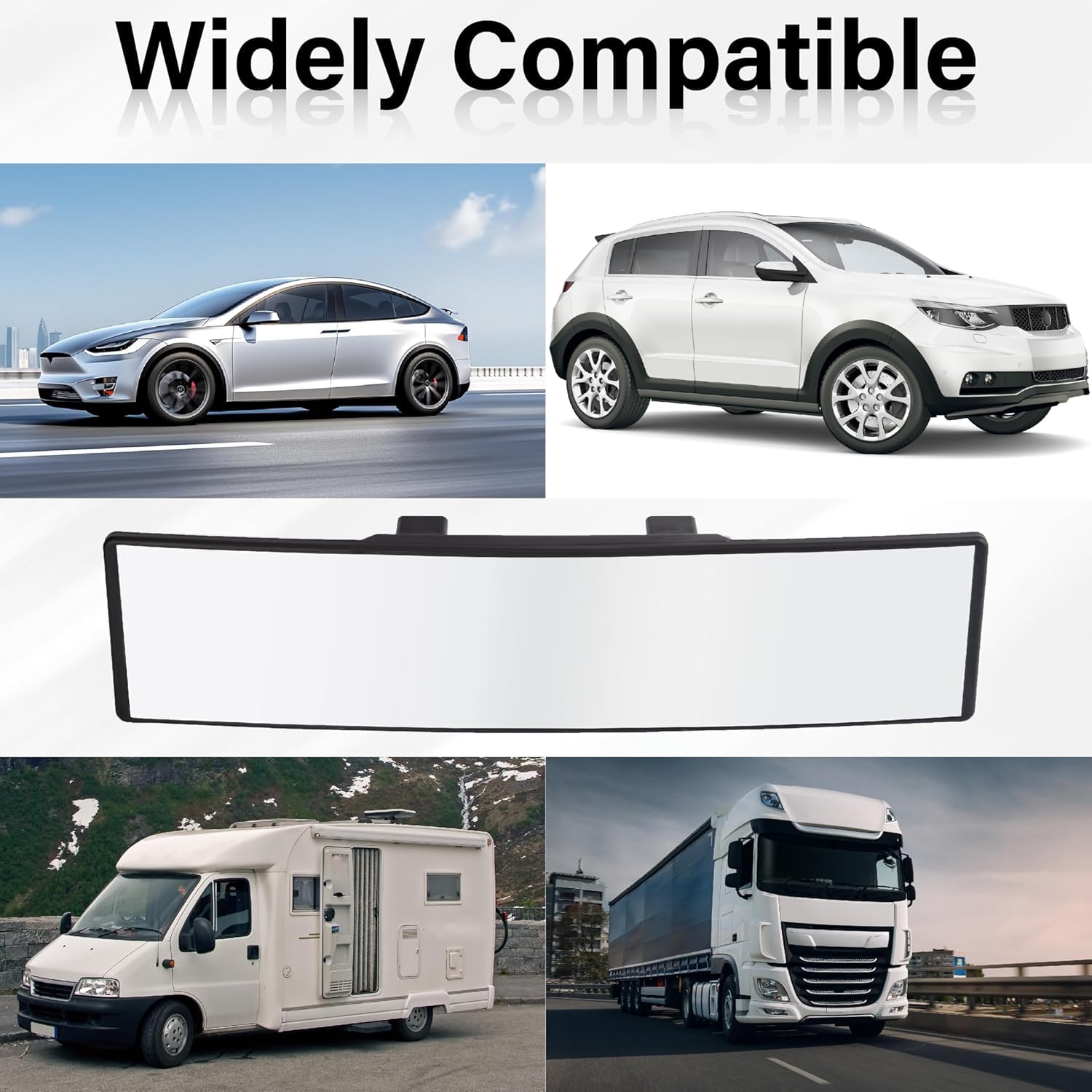 UCRAVO Wide Angle Rear View Mirror for Car – Interior Clip On Rearview Mirror, Anti Glare HD Convex Mirror, Universal Fit Vehicle Back Seat Mirror, Enhanced Blind Spot View Driving Safety Accessory