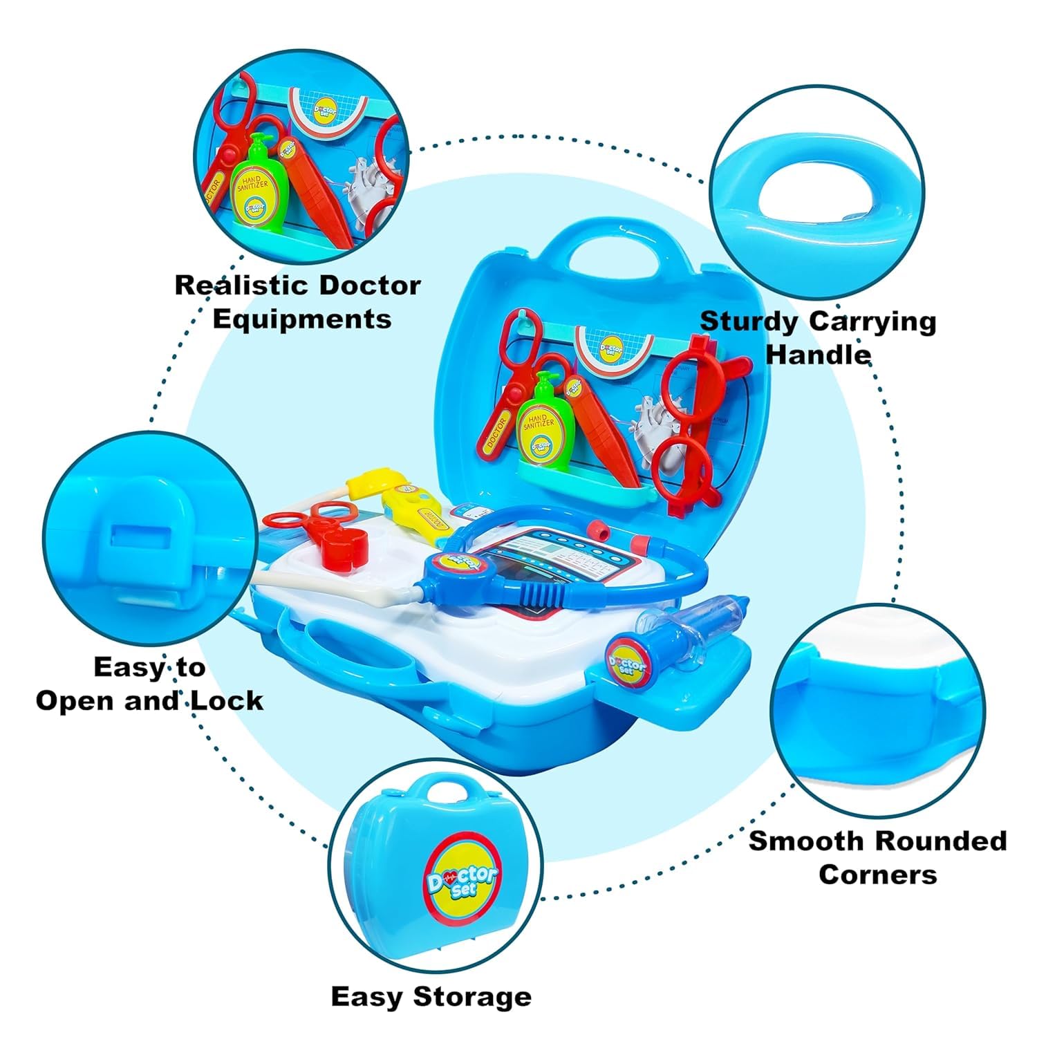 UCRAVO Kids Doctor Play Set Medical Kit Toy for Boys & Girls Doctor Kit with Stethoscope, Tools & Storage Carry Case | Educational Role Play Toy for Toddlers, Preschool Learning,Indoor Activity Toy
