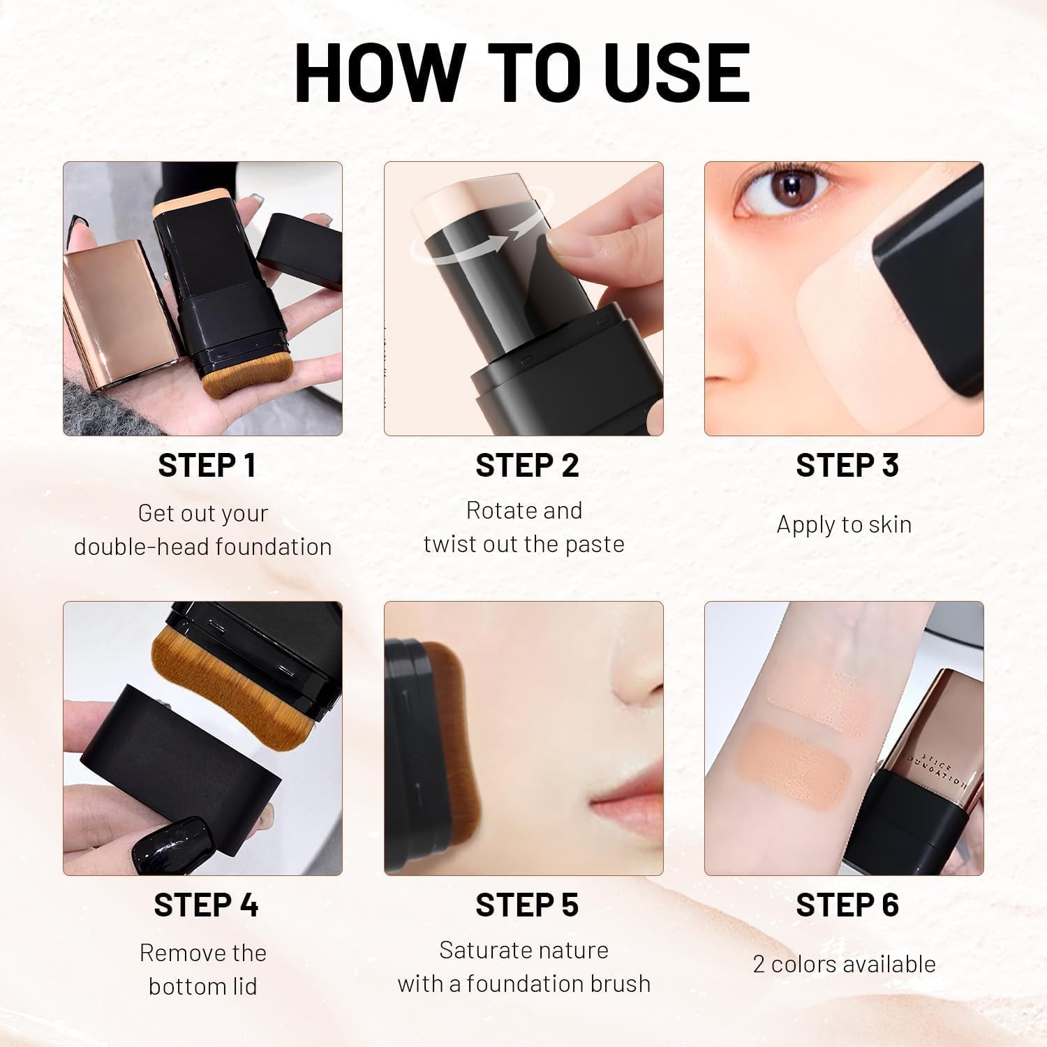 UCRAVO 2 in 1 Korean Anti-Aging Foundation Stick with Brush Instant Wrinkle Eraser & Concealer Makeup Stick Flawless Skin Coverage, Smooth, Long-Lasting, Waterproof & Sweat-Proof for Daily Use