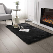 UCRAVO Super Soft Black Fluffy Carpet for Living Room, Bedroom & Home Decor –Modern Carpet Anti-Skid Velvet Shaggy Rug for Floor, Bedside, Kids Room & Sofa Area – Washable Thick Plush Fur Mat
