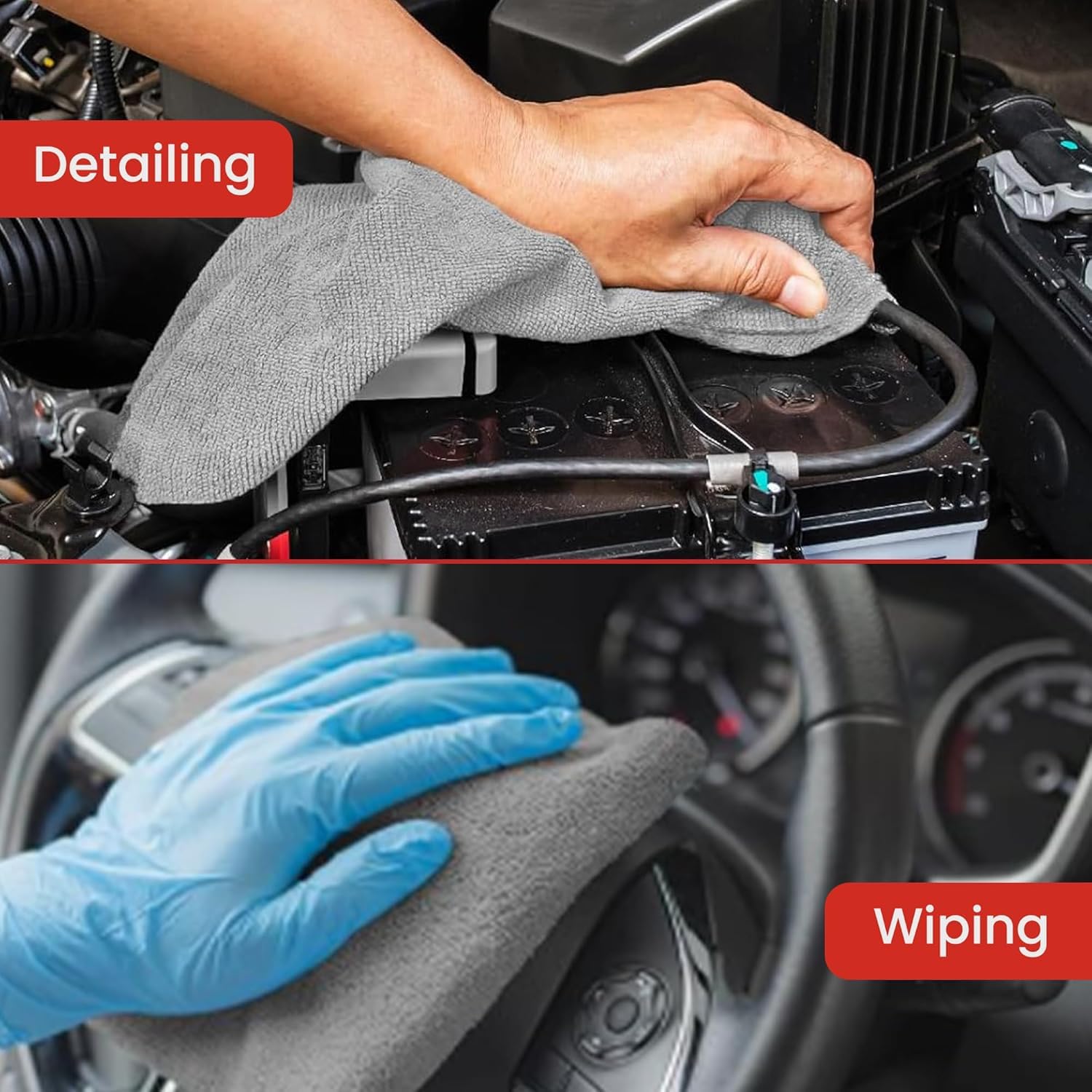 UCRAVO 20pcs Tearable Microfiber Roll Cleaning Cloth, Reusable Washable Sheets, Highly Absorbent Lint Free Car Cleaning Cloth, Multi-Purpose for Bike, Auto, Interior & Exterior Towels for All Vehicles