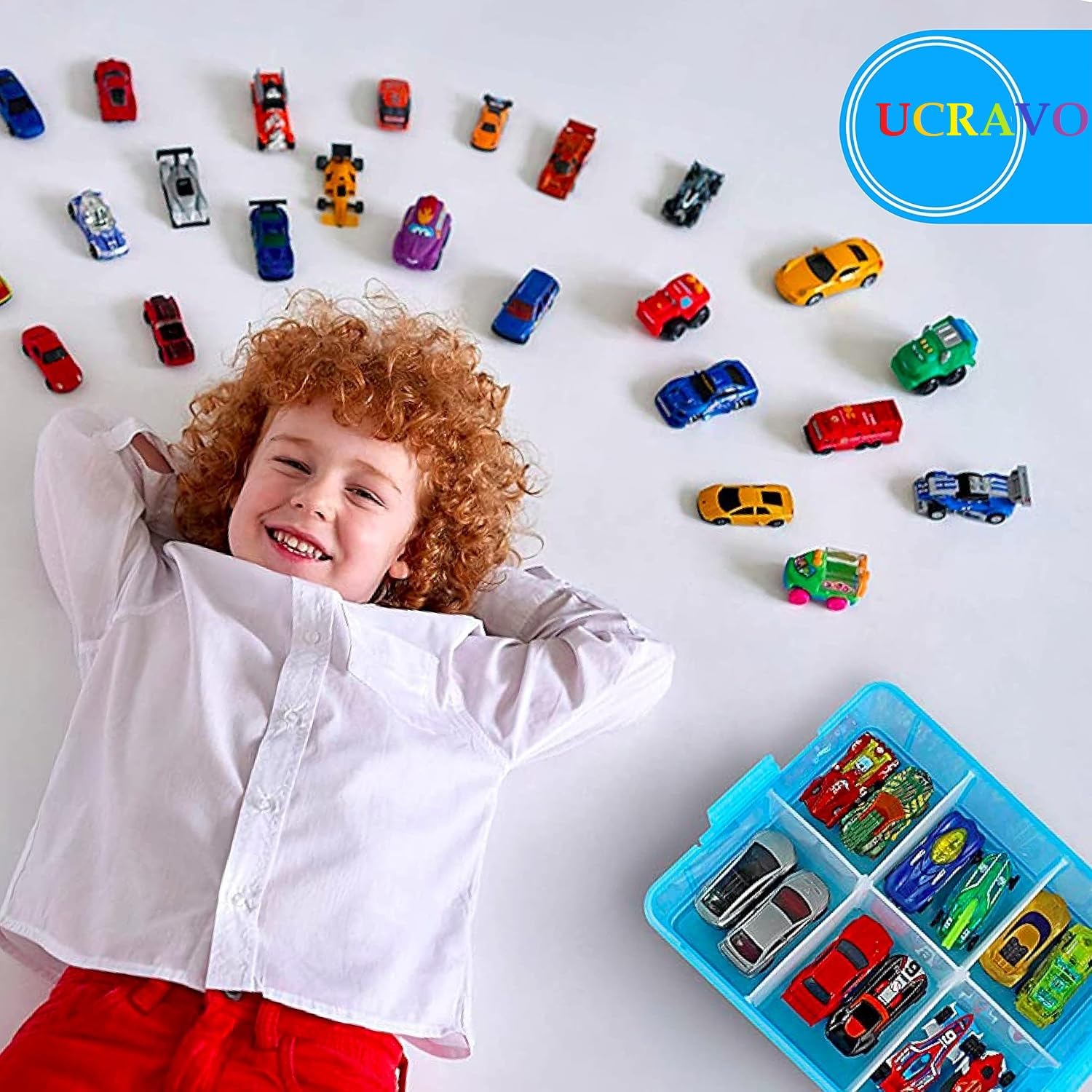 UCRAVO 1 PCS organizer storage box, 18 Grid Square Storage Box, toy organisers storage box, transparent box, 3-layer Jewelry Accessories Toy Finishing Box, Multi-purpose Storage Container(BLUE)