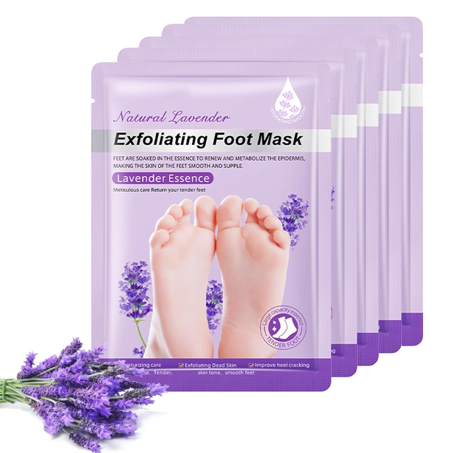 UCRAVO Purple Foot Peeling Mask for Dead Skin Removal, Exfoliating Foot Mask Peel for Cracked Heels, Callus Remover Socks, Baby Soft Feet Spa Treatment for Men & Women (1 Pair)