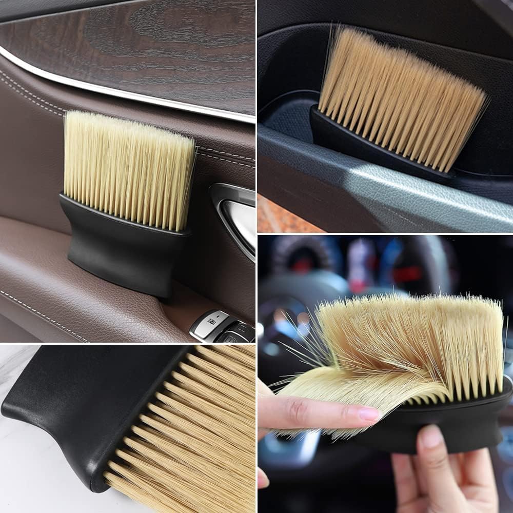 UCRAVO 1 pcs Car Interior AC Vents Cleaning Brush, Car Accessories - Car Interior Cleaner Brush Car Cleaning Brush Car Detailing Brush Soft Cleaning Brush Dashboard Multipurpose Car Brush Tool