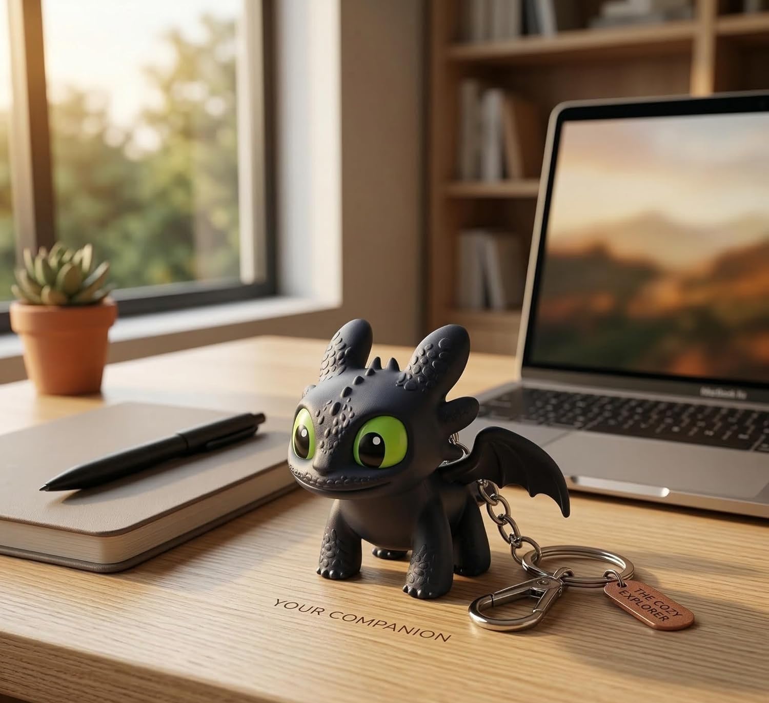 UCRAVO Dragon Keychain Toy with LED Light & Moving Wings – Night Fury Glowing Dragon Keyring | Mini Fantasy Creature Keychain for Car Keys, Bike, Backpack Accessory, Bag Charm & Kids Gift