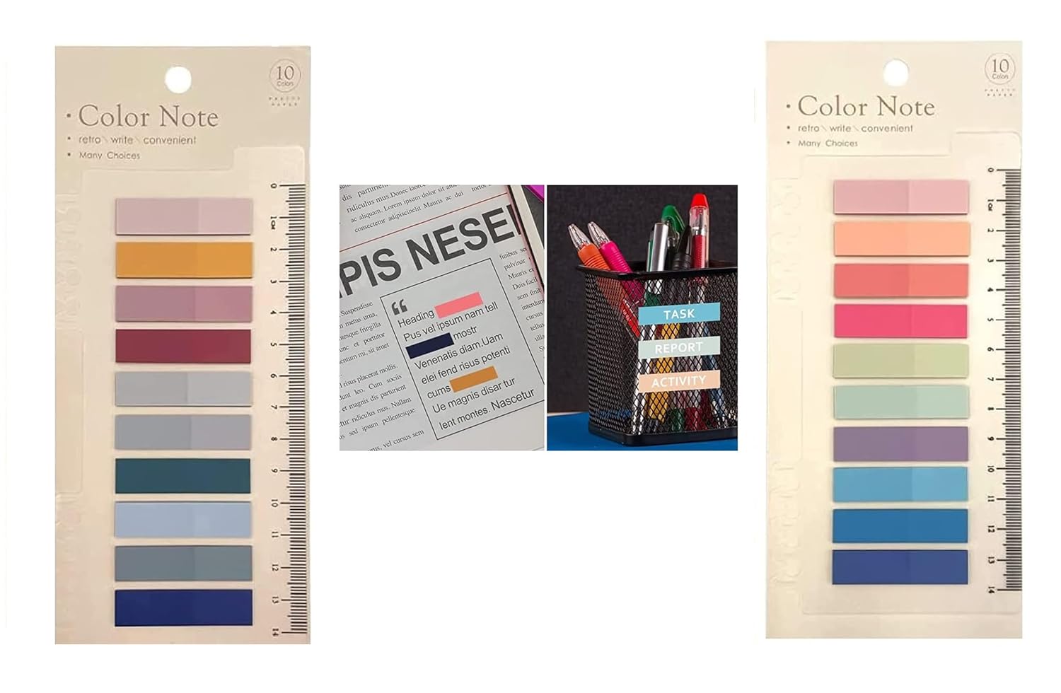 UCRAVO Sticky Tabs Transparent Sticky Notes Writable and Multifunctional Tabs with Ruler Reminder Tabs for Page Markers or Book Reading Notes Sorting Files,Self-Stick Notes (2)