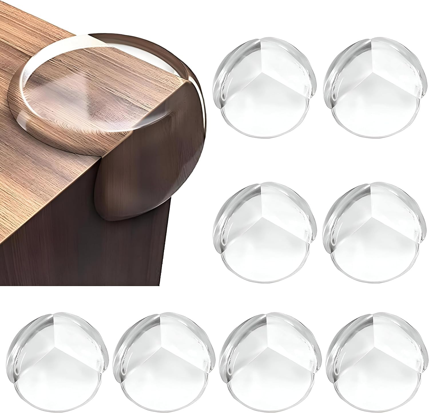 UCRAVO 8 pcs Brown Baby Safety Table Corner Protectors, Furniture Corner and Edge Safety Bumpers, Soft Rubber Foam Cushion Covers, 3M Taped Corner Guards, Baby Child Proofing Pads Rubber Corners