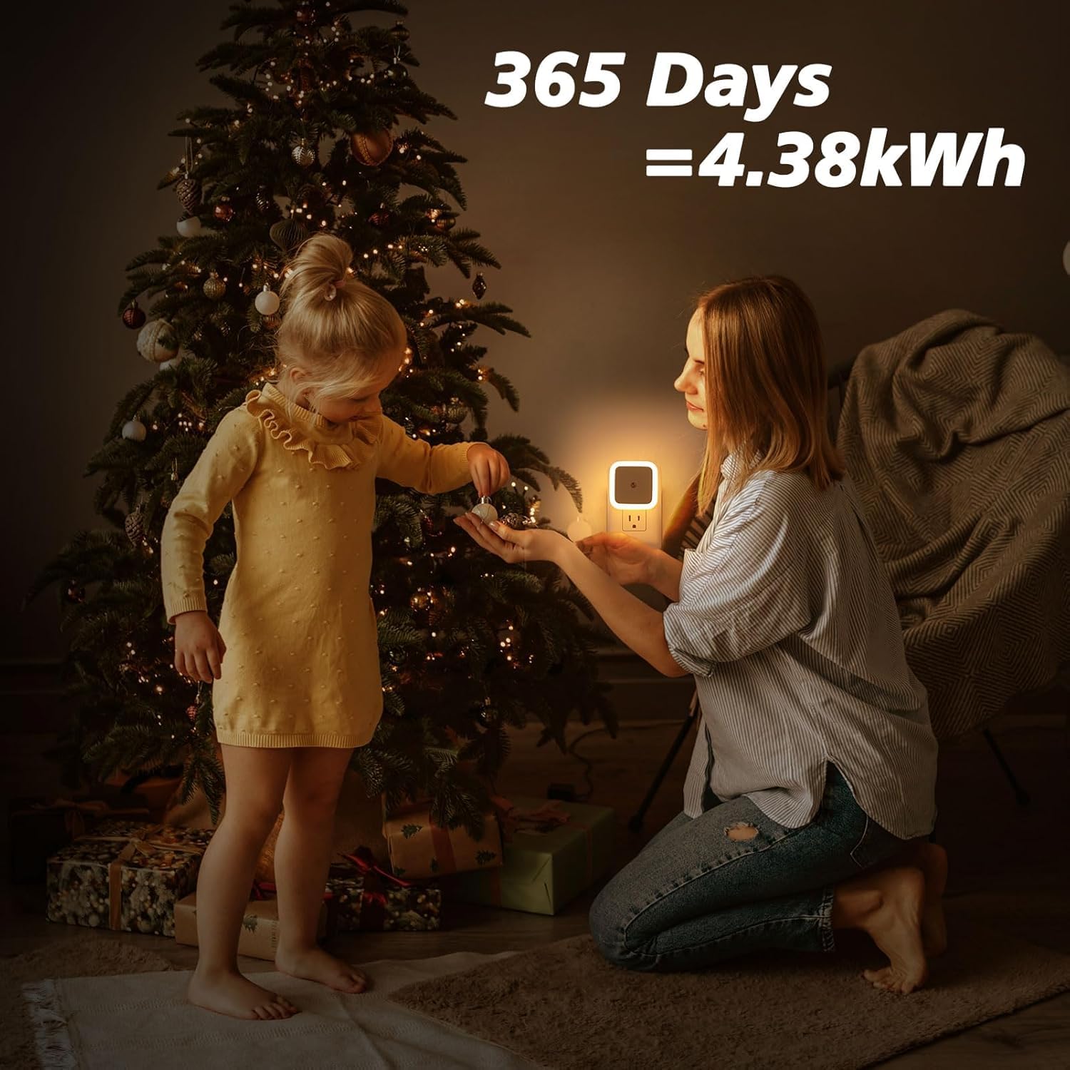 UCRAVO Plug Night Light, NightLights Plug into Wall 1 Pc, Plug in Night Light, Dusk to Dawn Safety Lighting for Bedroom,Bathroom,Stairs,Nightlight Led for, Hallway Warm White