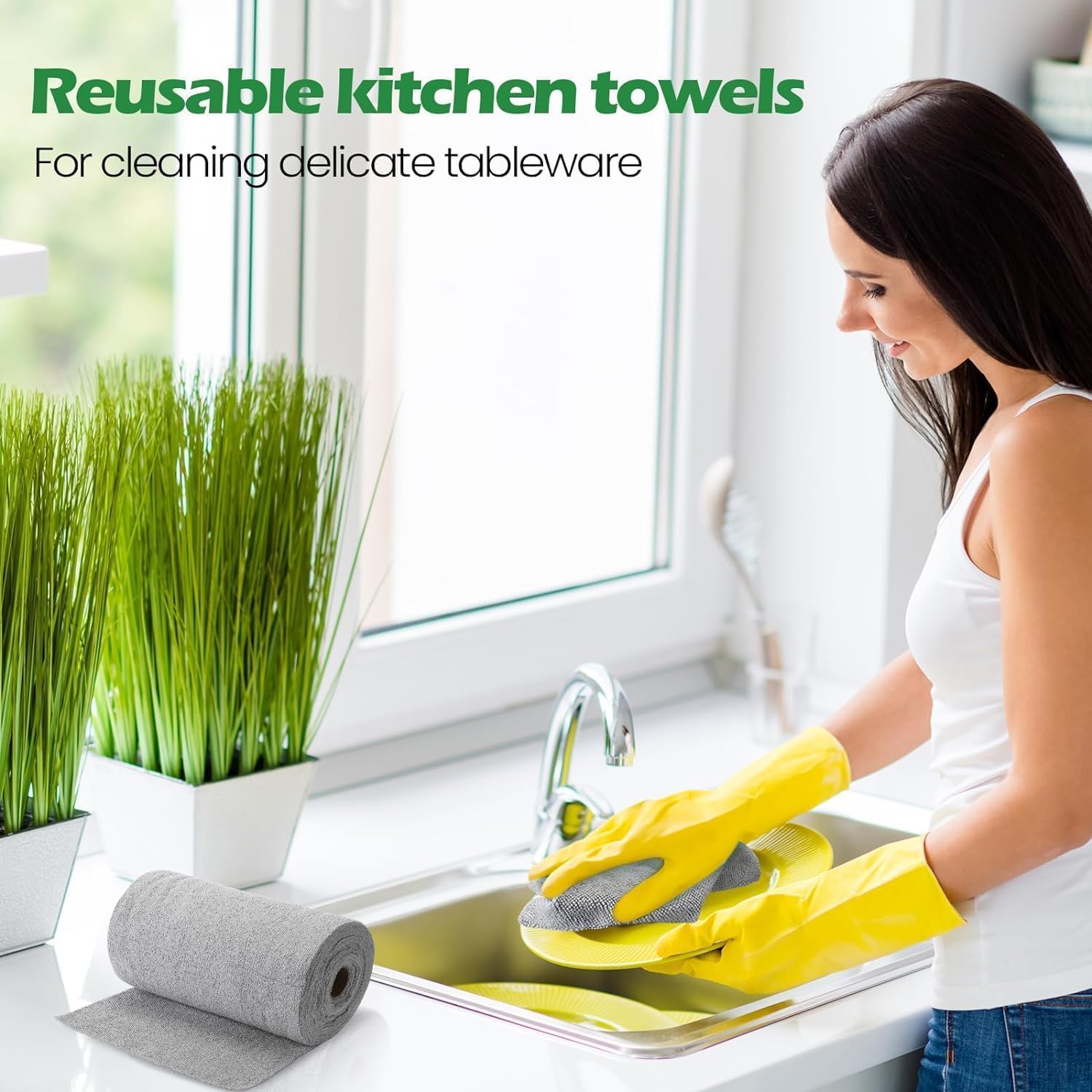 NESTVORA Microfiber Cleaning Cloth Roll – 50 Sheets Tear-Away Reusable Cloths, Ultra Absorbent Multipurpose Cleaning Towels, 5000 Times Washable Lint-Free Cloth for Kitchen, Car, & Home Cleaning