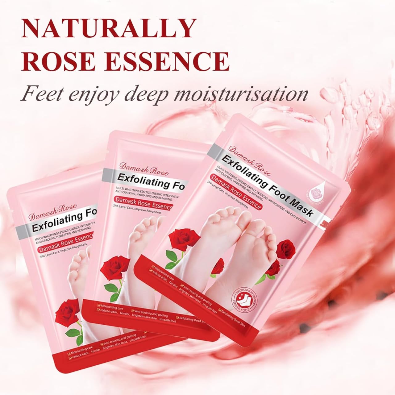 UCRAVO Red Foot Peeling Mask for Dead Skin Removal, Exfoliating Foot Peel Mask Socks for Cracked Heels, Callus & Dry Feet Repair, Baby Soft Smooth Feet Spa Treatment at Home for Men & Women (1 Pair)