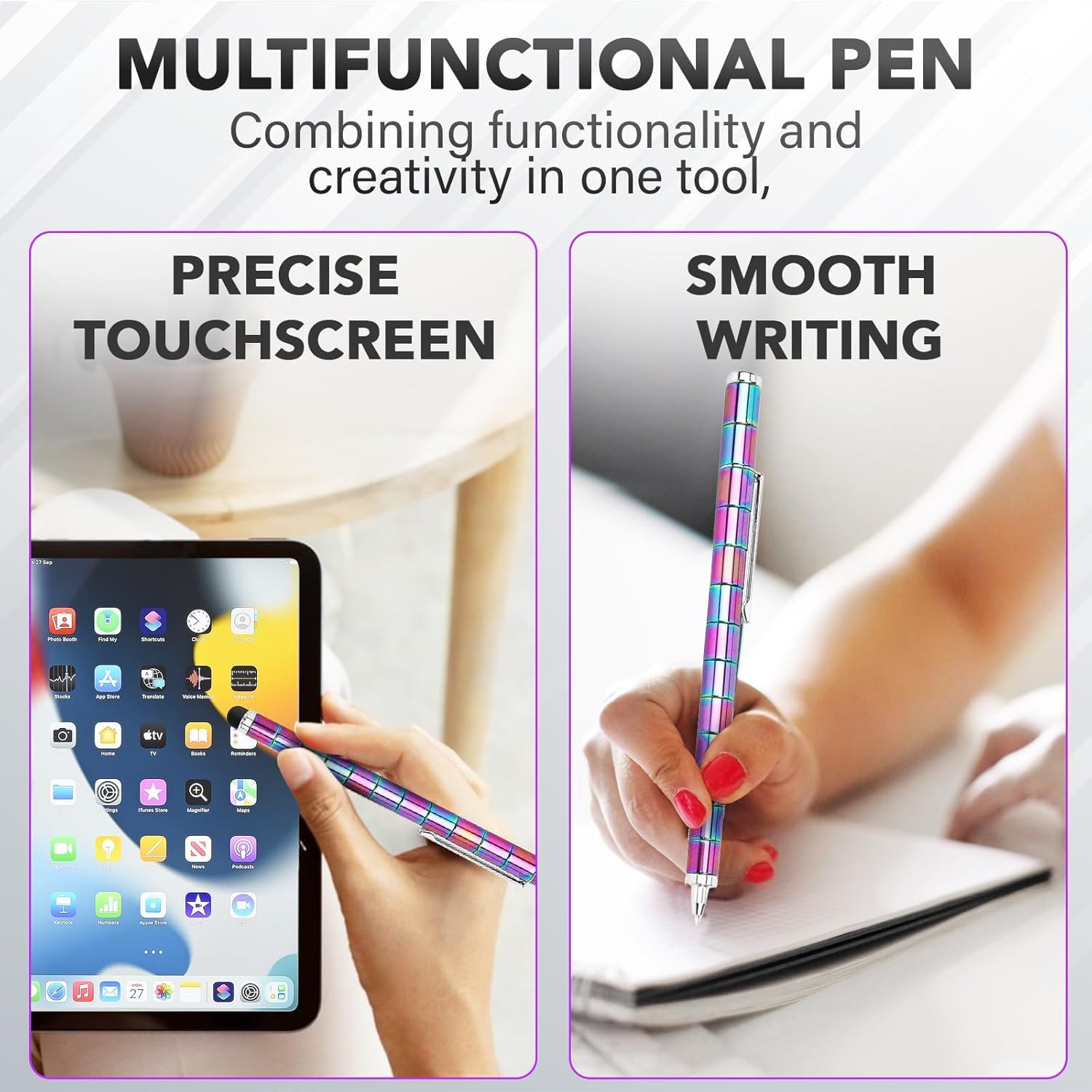 UCRAVO Magnetic Fidget Pen Decompression Magnetic Metal Pen,Toy Pen Relief Stress Build Various of Shapes Multifunctional Deformable Magnet Writing Pen Fidget Unique Gift for Boys and Girls (Rainbow)