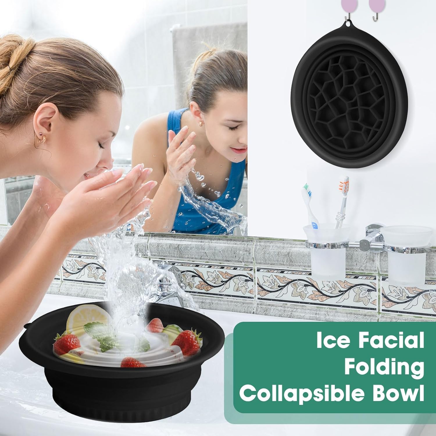 UCRAVO Ice Face Bowl for Skin Care Silicone Ice Facial Bowl with Ice Mold Cold Therapy Ice Bath for Face Icing Tool for Glowing Skin,Pore Tightening, Acne & Puffiness Home Facial Beauty Tool for Women & Men