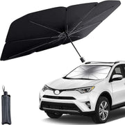 UCRAVO Car Windshield Sun Shade Umbrella, Foldable Windshield Sunshade Front Cover with UV Block, 360°Rotation Bendable Front Window Heat Insulation Protection for Auto Windshield Covers