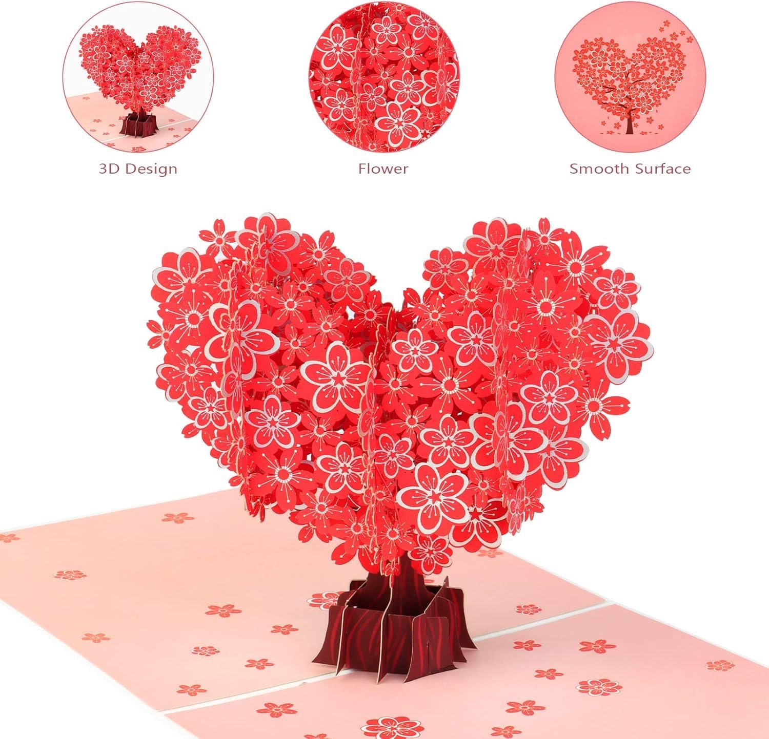 UCRAVO Valentine’s Day Pop Up Greeting Card with 3D Heart Tree Design | Romantic Love Card for Wife,Husband,Girlfriend & Boyfriend Invitation Card for Couples,Anniversary,Proposal & Special Occasions