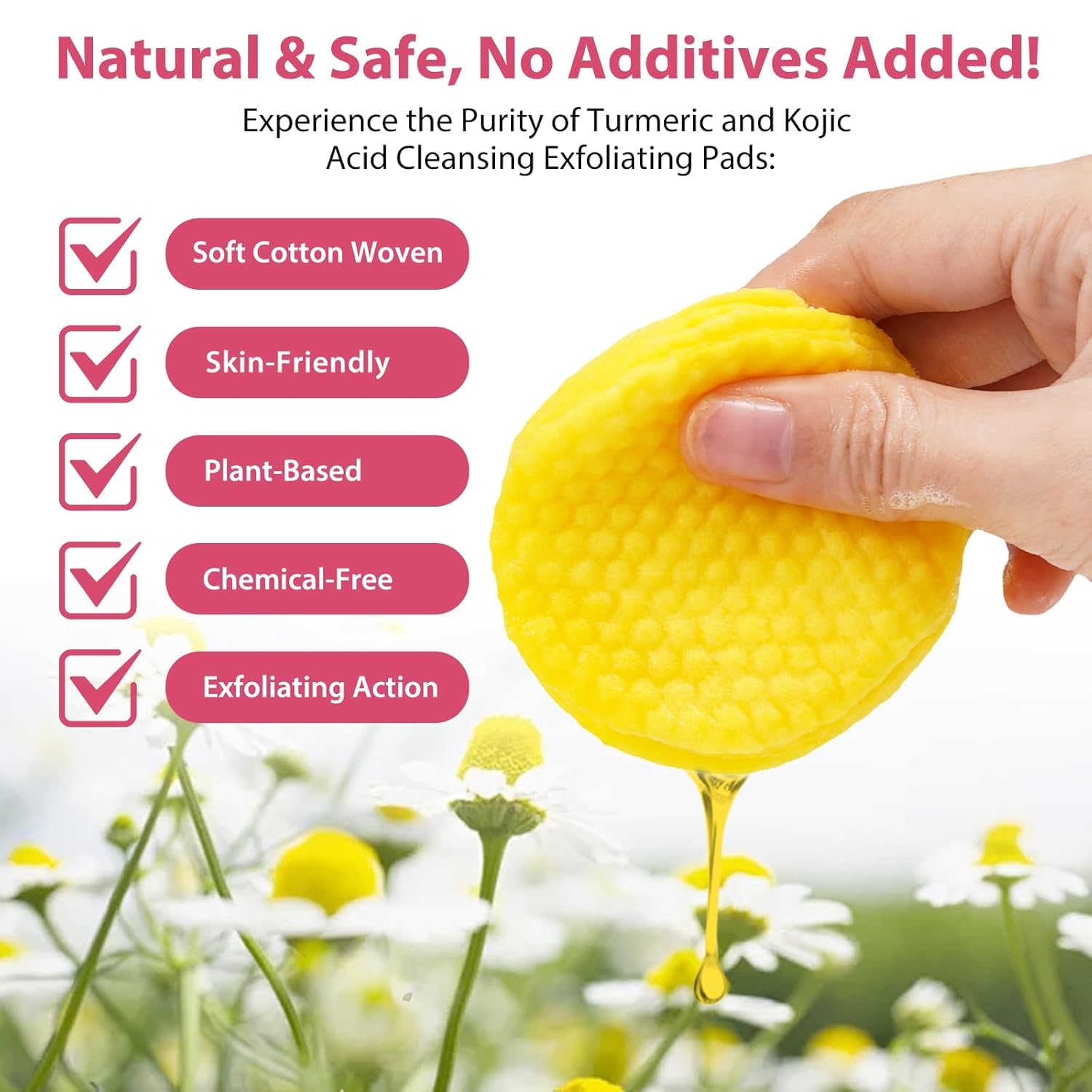 UCRAVO Kojic Acid & Turmeric Cleansing Pads – 60PCS | Skin Brightening & Dark Spot Remover | Foaming Exfoliating Face Pads with Vitamin C & B5 for Acne Prevention – For All Skin Types-Pack of 1