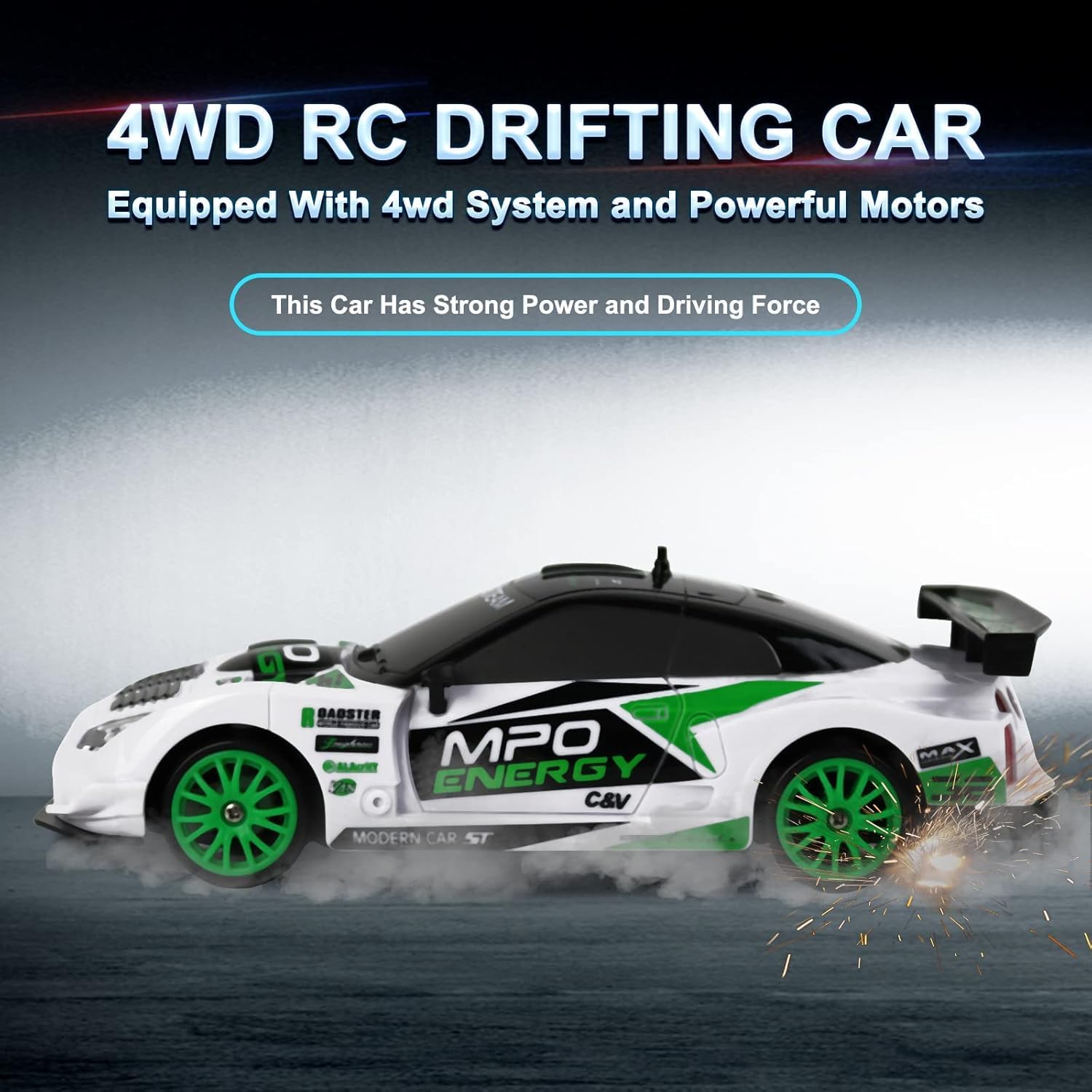 UCRAVO 4WD RC Drift Car for Kids & Adults – High Speed Remote Control Car 2.4GHz, Rechargeable Battery, Racing Drift Car with LED Lights, Toy Car Gift for Boys Girls Age 6 7 8 9 10 11 12+ Years