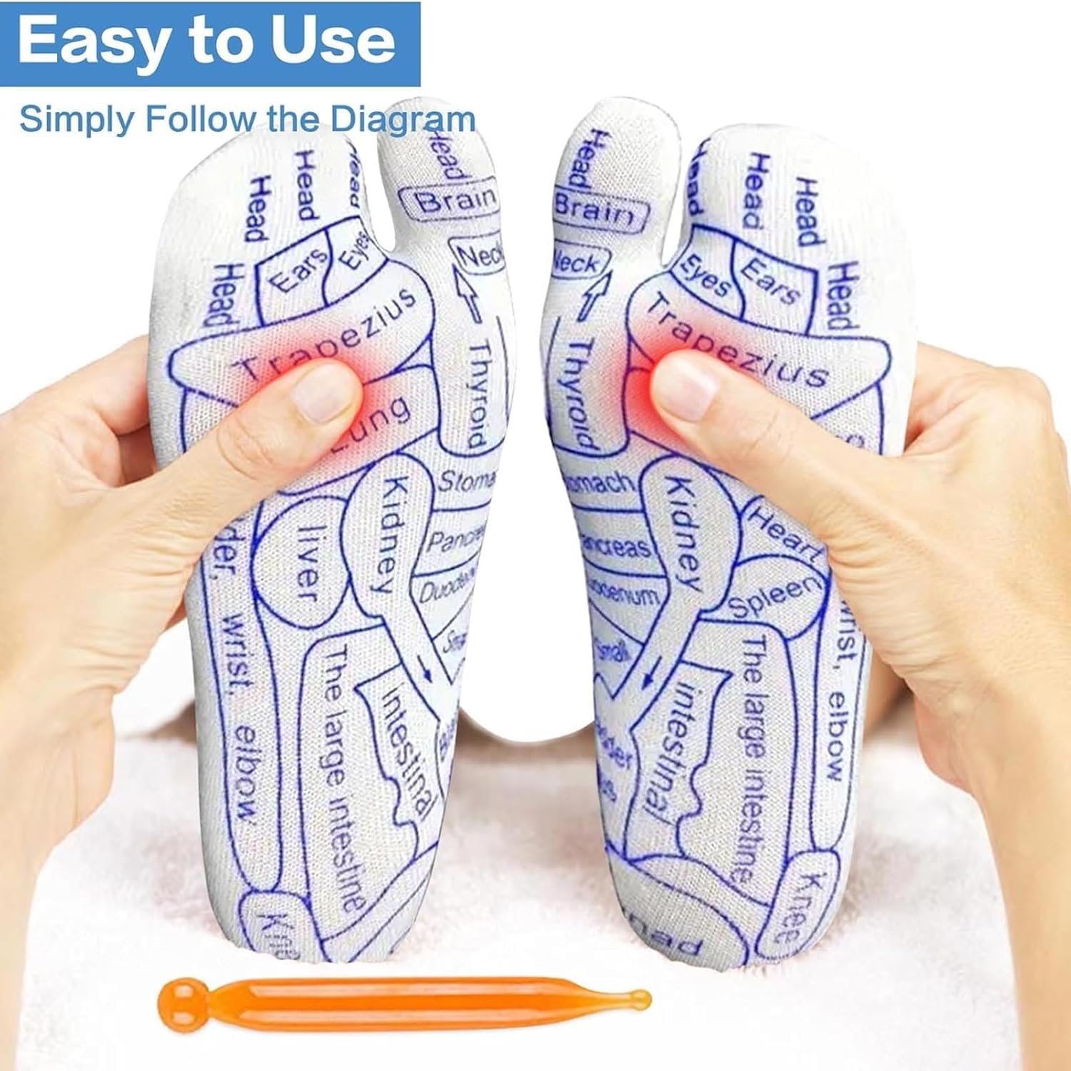 UCRAVO Reflexology Socks for Women with Trigger Point Massage Tool – Acupressure Foot Chart for Sole & Instep – Foot Pain Relief, Plantar Fasciitis, Stress & Circulation Aid – 1 Pair-Multicolor