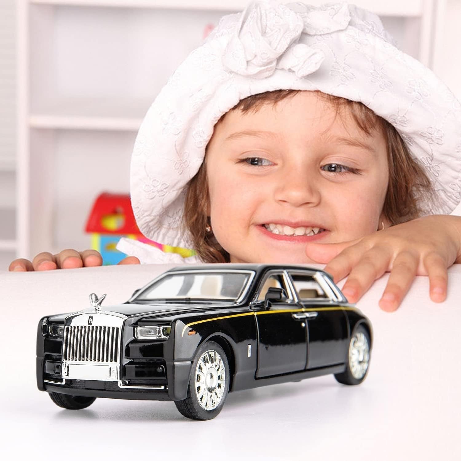 UCRAVO Luxury Die Cast Car Model 1:24 Scale | Premium Metal Toy Car with Openable Doors, Bonnet & Trunk | Pull Back Car with Realistic Interior | Collectible Showpiece Car Model for Kids Adults