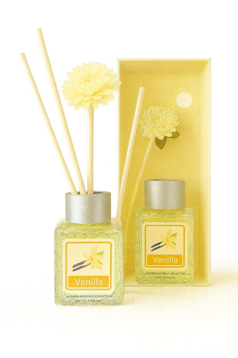 UCRAVO 50ML Vanilla Reed Diffuser for Home | Long Lasting Vanilla Aroma Diffuser Oil | Floral Home Fragrance Reed Diffuser | Vanilla Scented Room Freshener | Aromatherapy Diffuser Set (1 Pc)