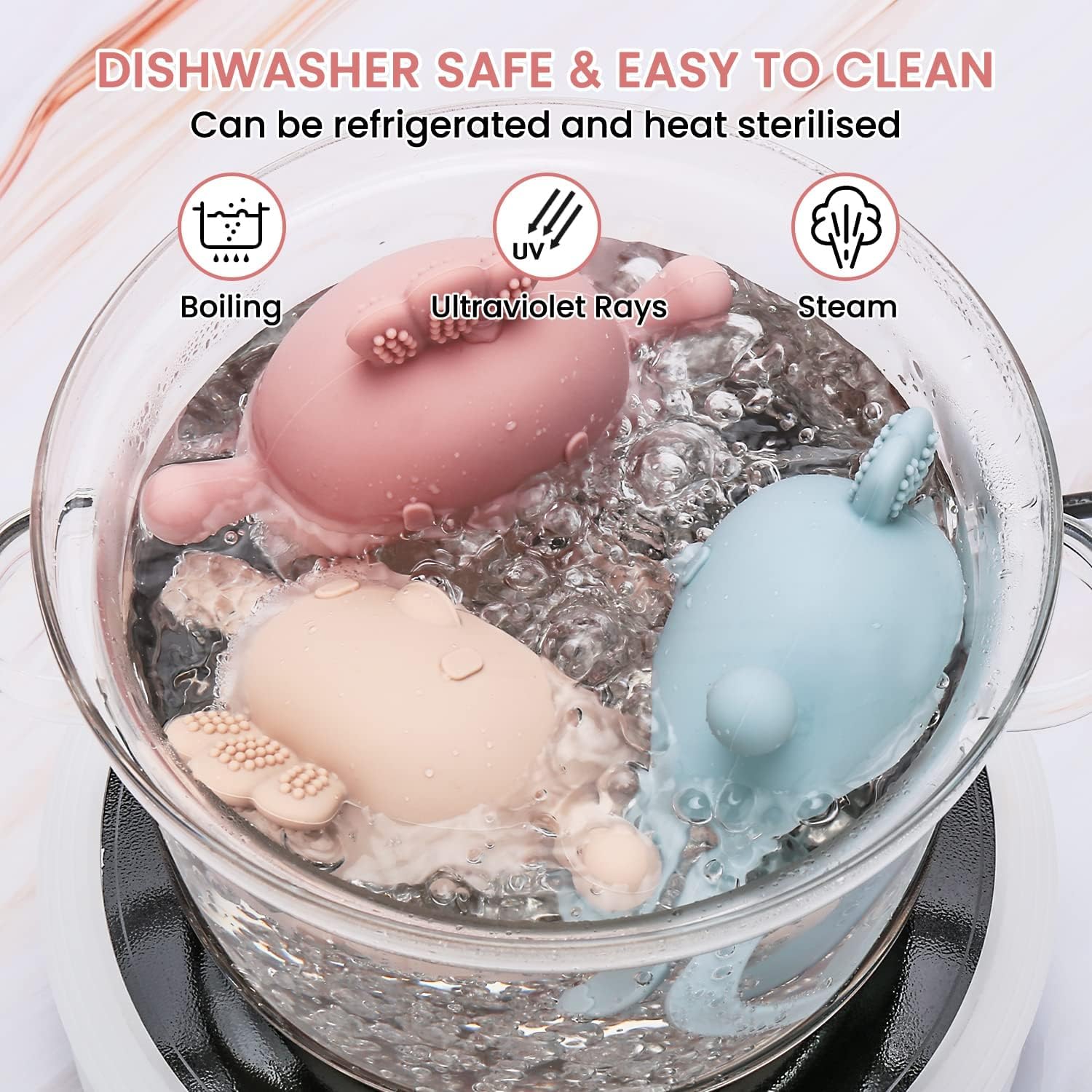 UCRAVO 1 Pack Baby Teething Toys, Teething Mitten for Babies, Silicone Teether for Toddler Infant Baby, Chew Toys for Sucking Needs, Easy to Grip, Never Drop Hand Wrist Teether(Sky Blue)