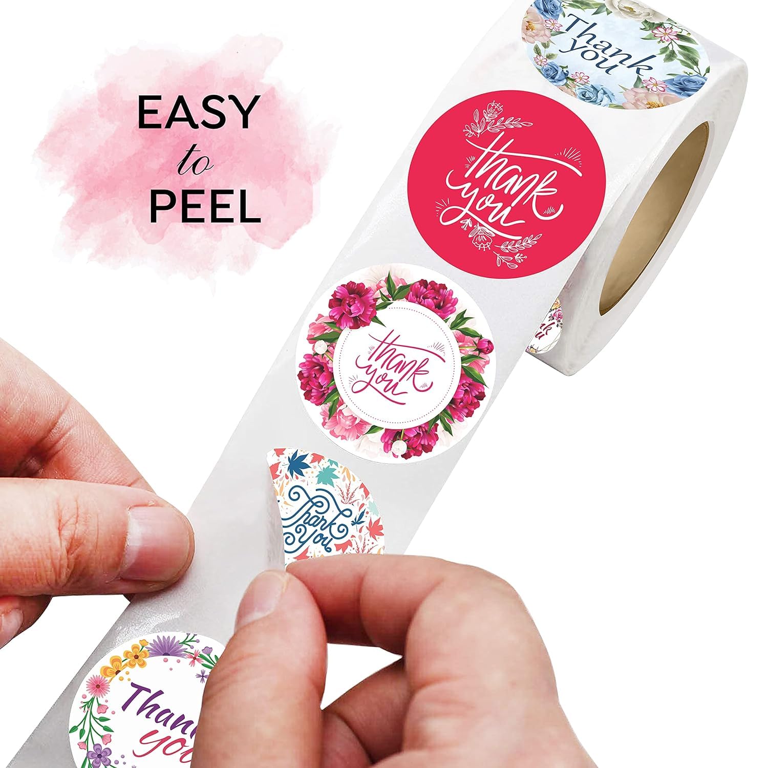 Thank You Stickers Roll | 500 Pieces self-Adhesive Round Multi Designs Thank You Sticker for Box Gift Customized Packing and Business Vegetable Salad Sealed Packaging Label Sticker roll
