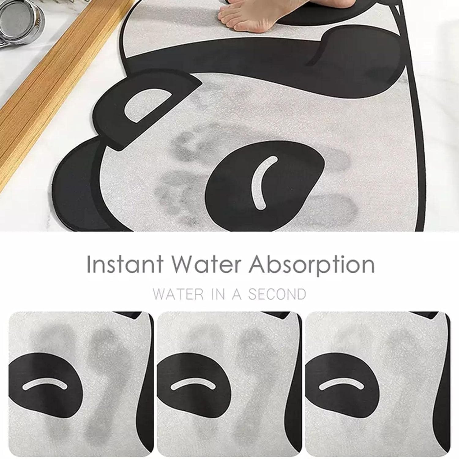 UCRAVO 1pcs Super Absorbent Floor Mat, Bath Mat Soft Carpet, Non Slip Cute Bath Mat, Panda Design, Water Absorbent Washable Quick Dry Bathroom Carpet Floor Doormat Dirt Barrier Cushion Mat(Size 40*60)