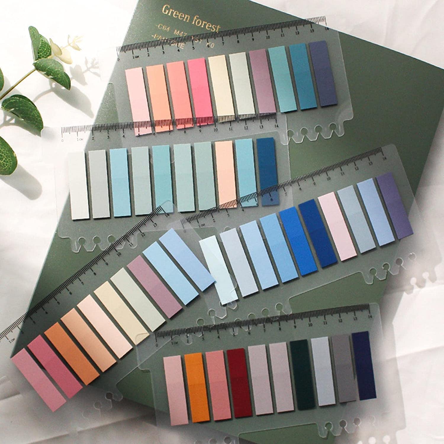 UCRAVO Sticky Tabs Transparent Sticky Notes Writable and Multifunctional Tabs with Ruler Reminder Tabs for Page Markers or Book Reading Notes Sorting Files,Self-Stick Notes (2)