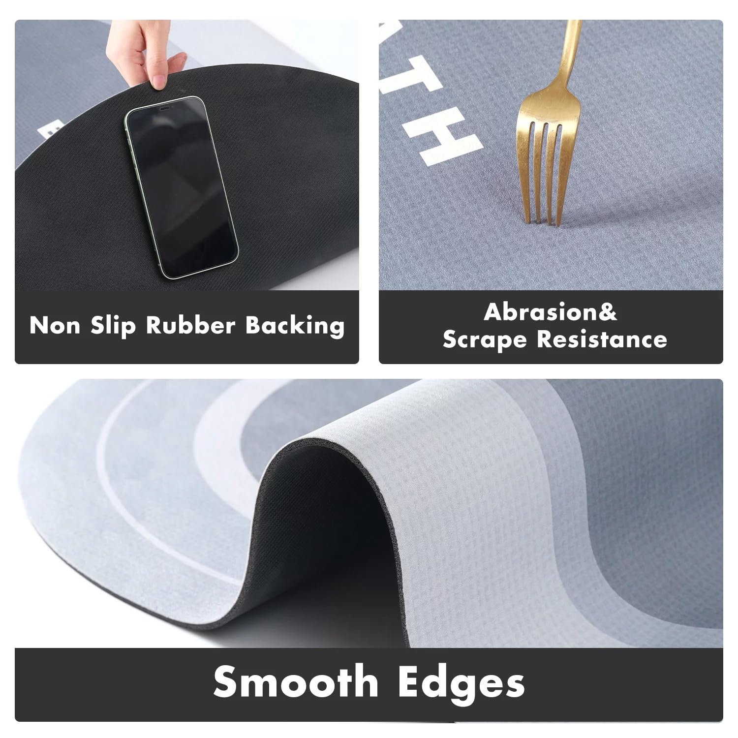 UCRAVO 1PCS Oval Bath Bathroom Rugs Mat Non Slip, Diatomaceous Earth Stone Farmhouse Water Absorbent Washable Thin Small Bathmat Set with Rubber Back Quick Dry Fit Under Door for Bathroom Floor Shower